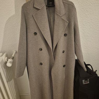 Mango coat taupe, handmade, wool