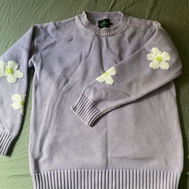 Maglione con Fiori Viola Cipria MUSTIQUE