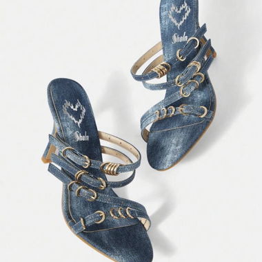 Sandales talon denim