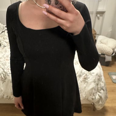 Black Dress with Pink Bow