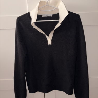 Maglione con colletto polo MNG nero