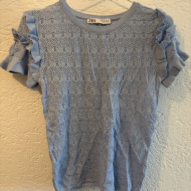 Haut en maille avec dentelle ZARA bleu