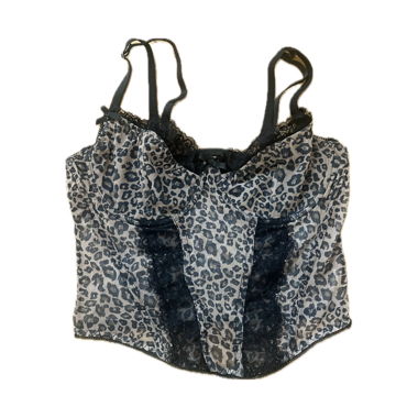Top corsetto con stampa leopardata