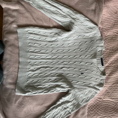 Grau meliertes Zopfstrickpullover von Ralph Lauren