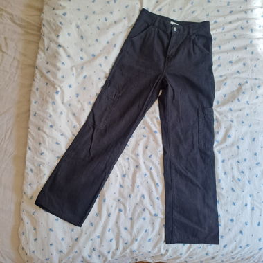 black cargo trousers with a relaxed fit
