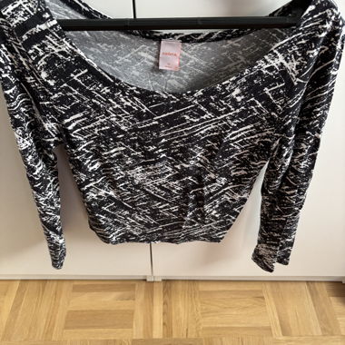 Crop top maniche lunghe bianco e nero zebra M