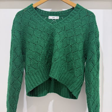 Mango Short Green Sweater