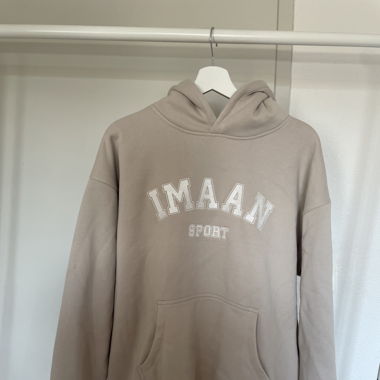 Felpa Oversize Beige Imaan Sport Tasca a Marsupio