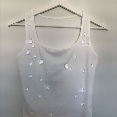 Top blanc strass