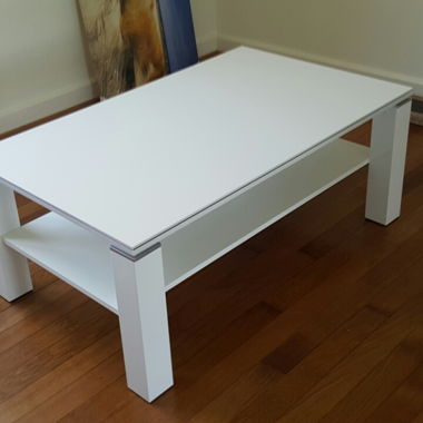 White coffee table with shelf