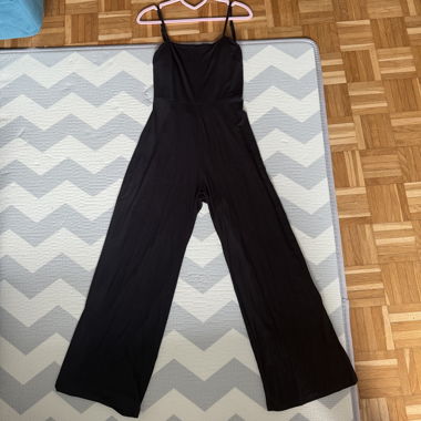 Black jumpsuit with straps and wide leg