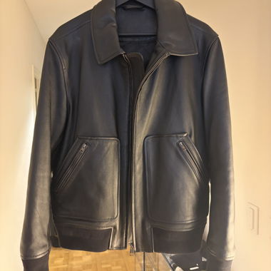 COS black leather zip jacket