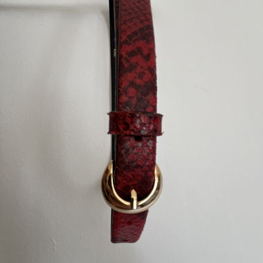 Leather Red Snake-Print Belt