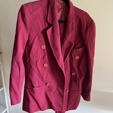 Red double-breasted blazer