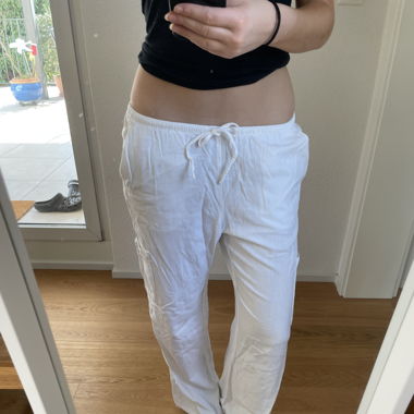 white linen pants