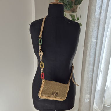 Borsa a Tracolla Intrecciata con Tracolla Colorata