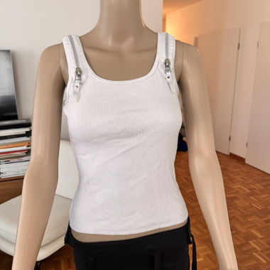 White zip-strap tank top