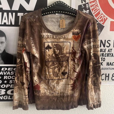 y2k/90s all-over print poker themed longsleeve