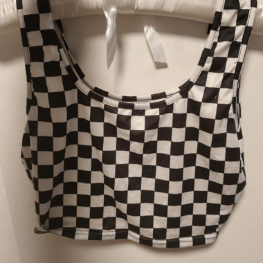 Black-and-white checkered crop top