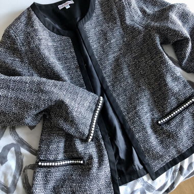 Veste tweed noire et blanche Anne Weyburn 44