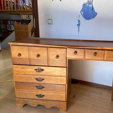 Joli Bureau bois ancien 122x41x77