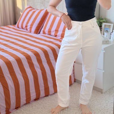Weisse High-Waist Hose