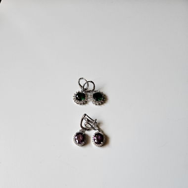Purple & green stone Earrings