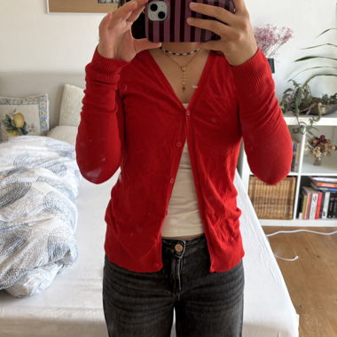 Red AMISU button-up cardigan L