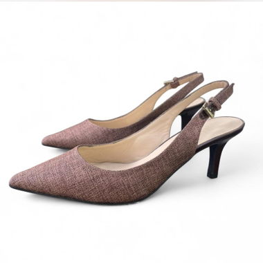 Madeleine Brown Tweed Slingback Heels