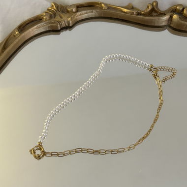Collier duo chaîne perle