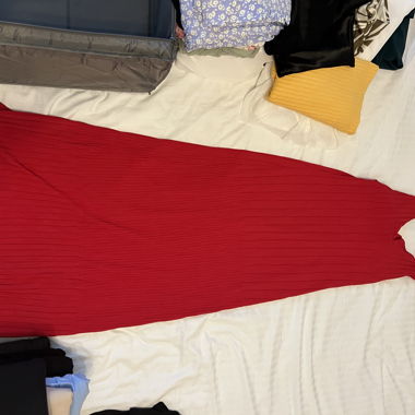 Red Pleated Long Dress