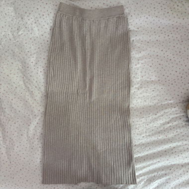 Jupe tricot côtelé beige