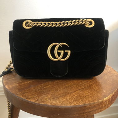 Sac bandoulière en velours Gucci GG Marmont
