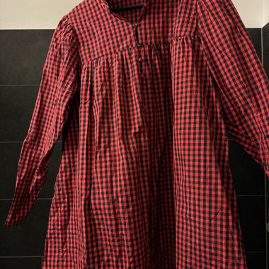 Black and red chequered blouse