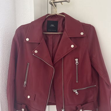 Zara red leather jacket | Size L | Never worn. Perfect condition
