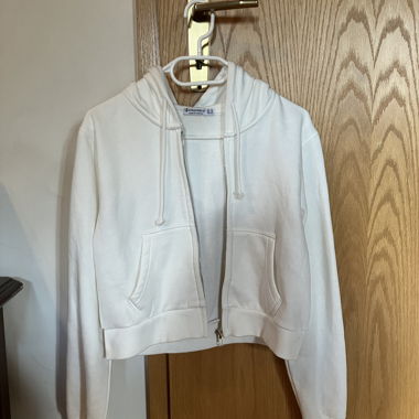 White Cropped Kaupzen Hoodie