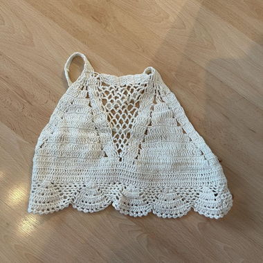 Crocheted cream crop top