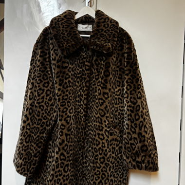 Louis Feraud Leopard Faux Fur Coat 42