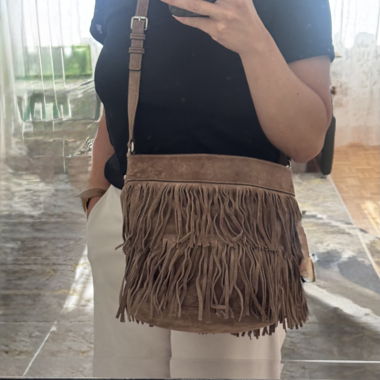 Boho-Fransen-Schultertasche braun