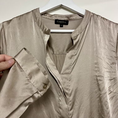 SILK SHIRT CAROLL Sz 42 beige gold bluse chemise