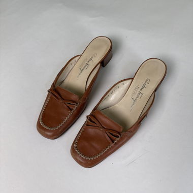 Vintage Ferragamo-Leder-Mules