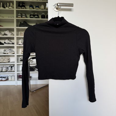 Langarm Crop Top Mock Neck