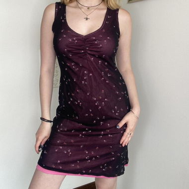 Vintage purple mesh midi dress