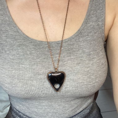 Collier pendentif coeur onyx (goutte) 