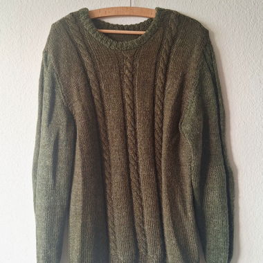 Maglione a trecce verde kaki