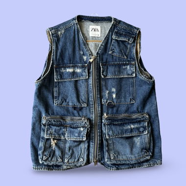 Gilet utilitaire en denim Zara
