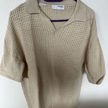 Beiges Strick-Poloshirt Selected Homme
