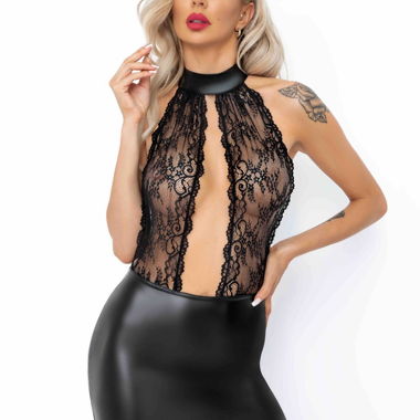 Mini abito-lingerie in pizzo nero