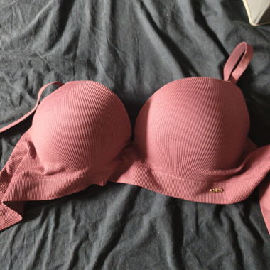 Soutien-gorge push up rose côtelé