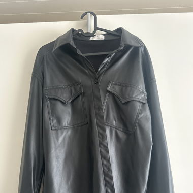 Bershka faux leather jacket black
